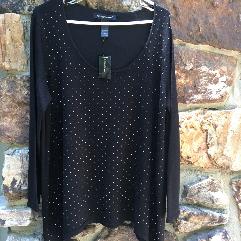 Ashley Stewart NWT black and beaded blouse size 18/20